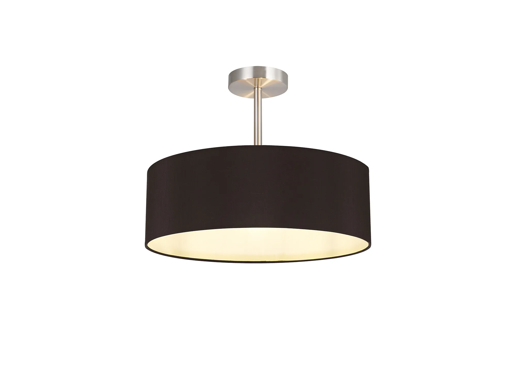 Baymont 45cm Semi Flush 3 Light Satin Nickel, Black/White